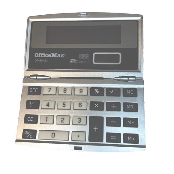 Office Max OM96123 2 Power Calculator | Battery, Solar Cell | Tested - Picture 3 of 8